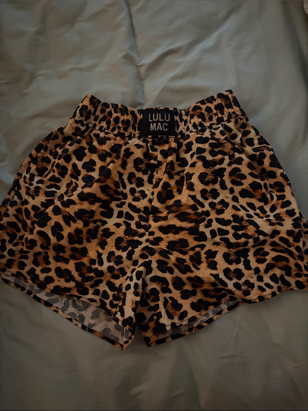 Leopard Print Athletic Shorts - Tan/Black